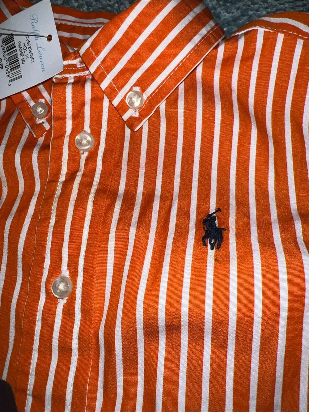 Ralph Lauren Orange & White Striped Button-Down Shirt w/ cat&jack Joggers